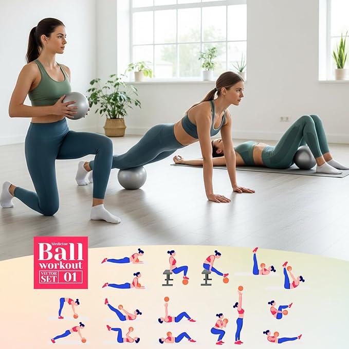 4 Pcs Small Exercise Pilates Ball Bulk 9 Inch Mini Yoga Balls Anti Burst and Slip for Stability, Fitness, Physical Therapy, Stretching & Core Workout at Home Gym Office Class
