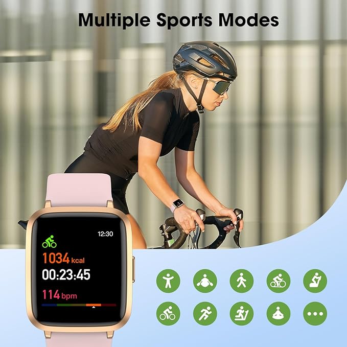 LIVIKEY Fitness Tracker Watch with Heart Rate Monitor, Activity Tracker with Pedometer, Sleep Monitor, Calories & Step Counter, IP68 Waterproof Smart Watches for Women Men Fitness Watch for Sports