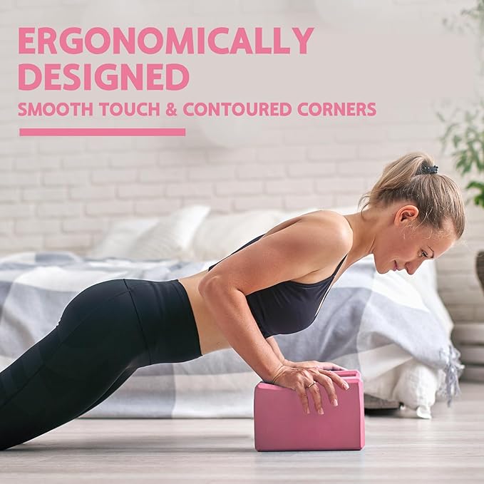 Yoga Block - Supportive Latex-Free Eva Foam - Soft Non-Slip Surface with Beveled Edges for Yoga, Pilates, Meditation - Yoga Accessories for Stability, Balance, Deepen Stretches