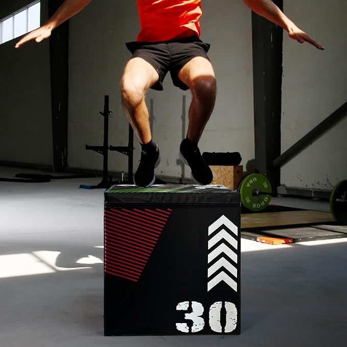Plyometric Jump Box16 x20 x24,3-in-1 Adjustable Height Plyo Box for Home Gym, Jump Platforms Step Up Box,Non-Slip PE Cover for Box Jumps, Step Ups, Strength Training