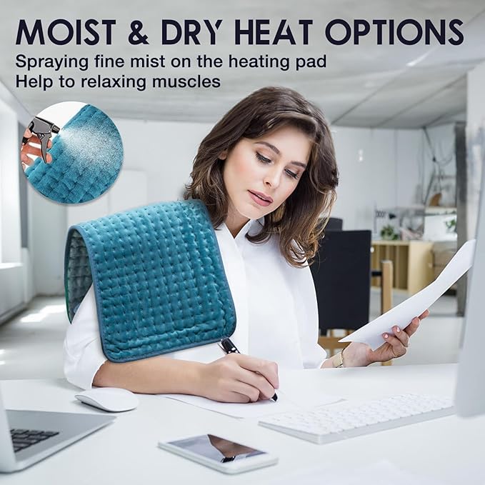 DAILYLIFE Heating Pad for Back Pain Relief, 12" x 24" Electric Heating Pads for Cramps, Back, Shoulder and Neck with 6 Heat Settings, Fast-Heating Technology, Auto Shut Off, UL Certification, Blue