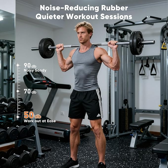 Sweetcrispy Interlocking Rubber Floor Tiles, Gym Flooring for Home Gym Mat 1/2 Inch Thick, Rubber Mats for Floor, Garage, Workout Space, Non-Slip, 6pcs