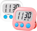 Timer for Kids Teachers Supplies Digital Kitchen Timers for Cooking Large Magnetic Classroom Timer 2Pack-White Pink