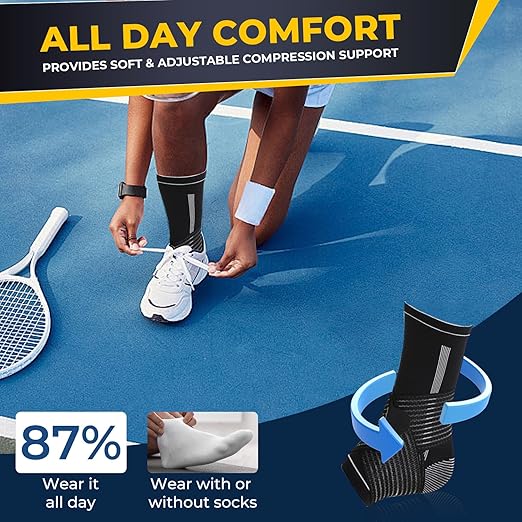 NeoTech Care Adjustable Ankle Support Brace (Black, Size XL, 1 Pair)