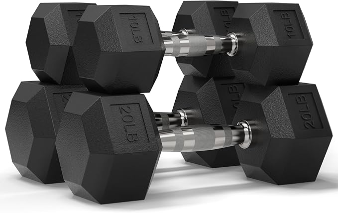 Mikolo Dumbbell Sets with Rack, Rubber Hex Dumbbells, Multiple Choices in 160/200/380/450/550LB, Hand Weights with Chrome Handle for Strength Training