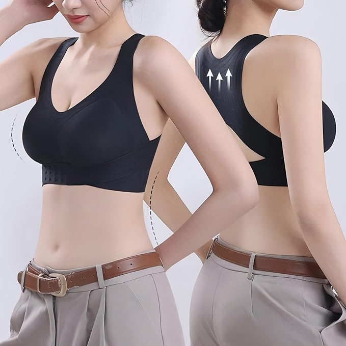 Posture Bras for Women Front Closure Wireless Posture Corrector Bra with Back Support Push Up No Underwire Bralettes