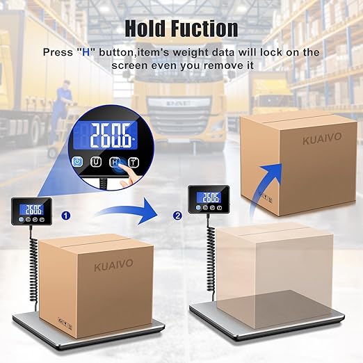 KUAIVO Shipping Scale, 660lbs Heavy Duty Digital Postal Scale for Packages, 0.35oz High Accurate Postage Scale for Small Business, Luggage, Home Use, Battery & Charging Cable Include
