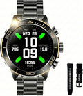 SOUYIE Men's Smart Watch with Bluetooth Call, 1.43" AMOLED Round Dial, Luxury Stainless Steel & Silicone Bands, Business Sport Fitness Tracker, Heart Rate/Blood Pressure/Sleep Monitor for iOS Android