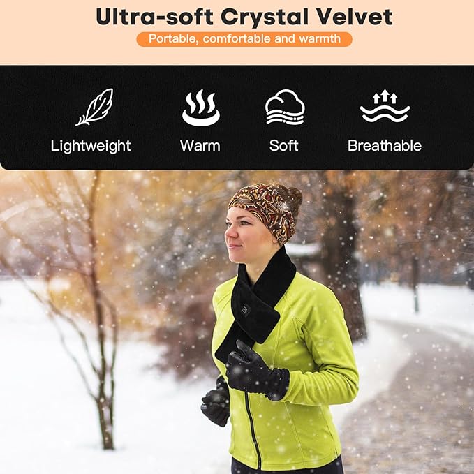 Heated Neck Wrap with 5000mAh Power Bank, Heating Pad Cordless with 3 Heating Levels, Portable Neck Warmer for Neck Pain Relief and Stiffness, Rechargeable Heated Scarf for Outdoor & Office, Black