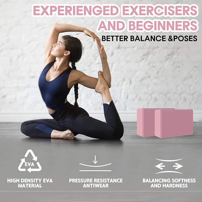 Yoga Block - Unsupported Latex Eva foam - Soft non slip surface with bevel for yoga, pilates, meditation - Yoga accessories for stability, balance and deep stretching