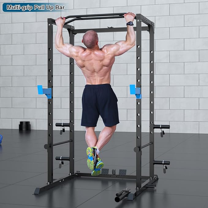 ULTRA FUEGO Power Cage, Multi-Functional Power Rack with J-Hooks, Dip Handles, Landmine Attachment and Optional Cable Pulley System for Home Gym