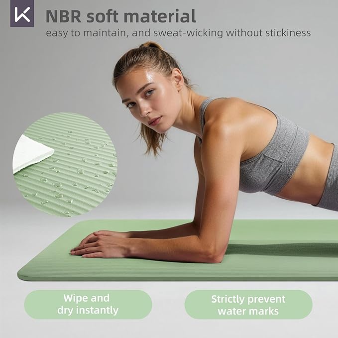 KEEP Extra Thick NBR Yoga Mat for Women & Men, 15mm Thick, 72”x32” Large Exercise Mat with Non-Slip Workout Mat for Yoga, Pilates, Stretching, Meditation – Wide & Cushioned Fitness Mat