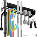 Tebery 9 Hook Home Gym Storage Rack Wall Mount, Fitness Equipment Organizer, Metal Gym Accessory Hanger for Exercise Bands, Jump Ropes, Barbells, Lifting Belts