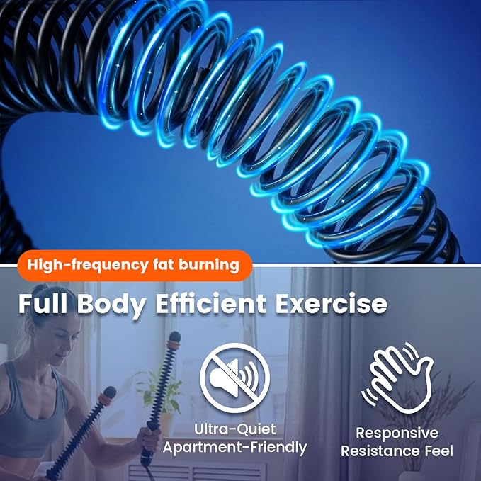 Weighted Ropeless Battle Ropes for Home Gym, Cordless Portable Battle Rope Workout Equipment with Adjustable Resistance, Low Impact Strength & HIIT Training, Fitness Exercise Rope for Men Women