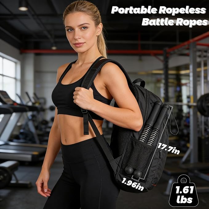 Weighted Ropeless Battle Ropes - Heavy Duty Cordless Workout Ropes with Non-Slip Spiral Handles | Portable Home Gym Equipment for HIIT, Strength Training & Cardio | Men & Women