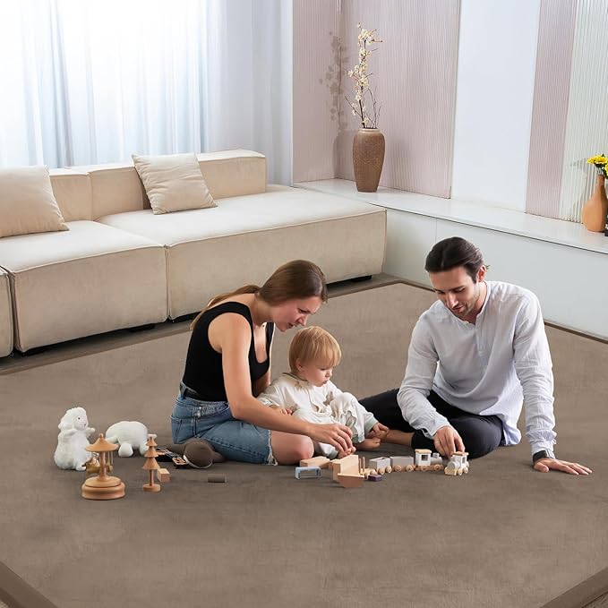 Baby Play Mat for Floor Nursery Rug Muscle Mat Area Rug Playroom Rug 39"x59" Playpen Mat Memory Foam 1.3" Thick Crawling Mat for Babies,Toddlers, Infants, Kids,Camel