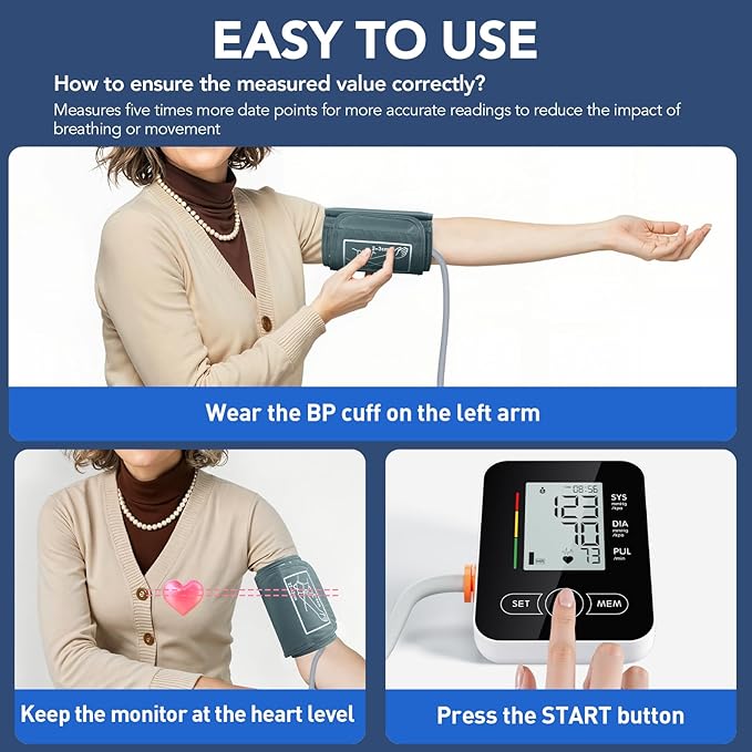 Arm Blood Pressure Monitor,maguja Blood Pressure Machine,BP Monitor Automatic Upper Arm Digital with Blood Pressure Cuff for Home Use