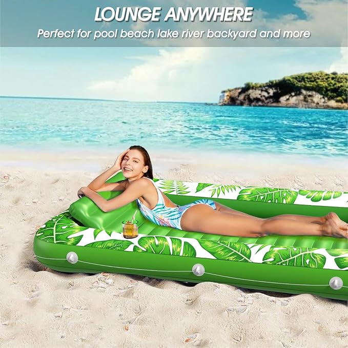 Inflatable Tanning Pool Lounger Float - Jasonwell 4 in 1 Sun Tan Tub Sunbathing Pool Lounge Raft Floatie Toys Water Filled Tanning Bed Mat Pad for Adult Blow Up Kiddie Pool Kids Ball Pit