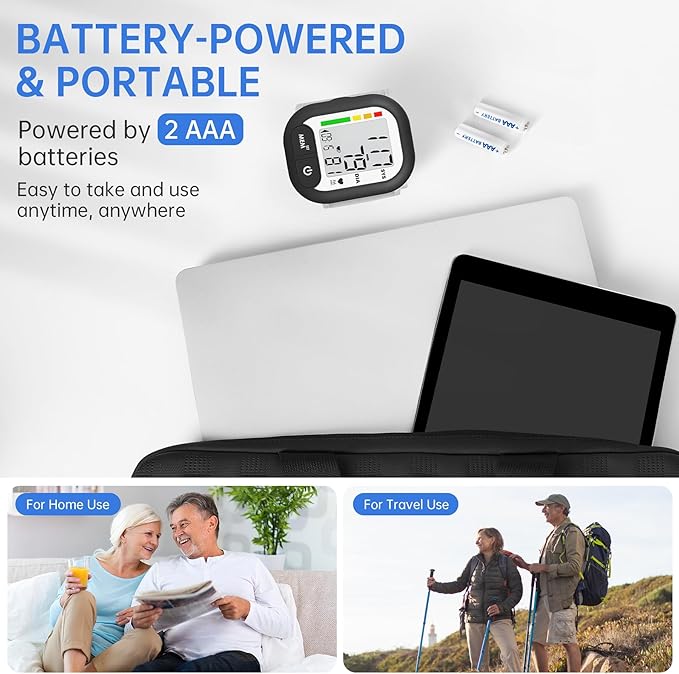 Blood Pressure Monitor Adjustable Wrist Cuff for Home Use Automatic BP Machine Large Digital LCD Display 199 Memory Batteries Included with Carrying Case, Black