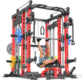Multi-Purpose Squat Rack,Smith Machine Weight Rack Set with Cable Crossover System, Home Gym Power Racks, Power Racks and Packages