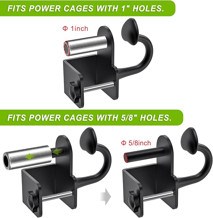 Resistance Band Anchors, Rack Attachment for Power Rack with 1" or 5/8" Hole, Adjustable Multi Point Workout Hook for Strength Training, Fitness, Physical Therapy, 2 Pack
