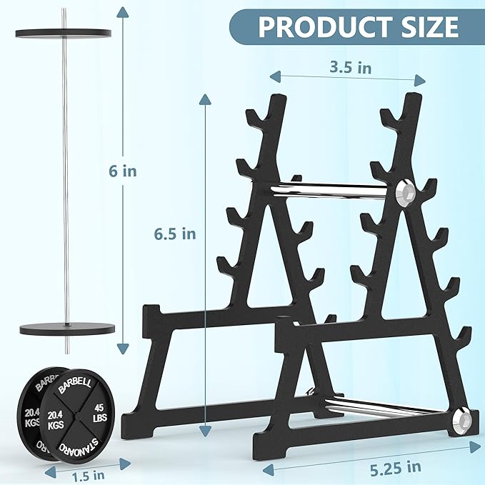 Metal Squat Rack Pen Holder with 8 Slots Mini Metal Barbell & Plastic Weight Blocks Holder Mini Barbell Desk Toy Funny Office Decor for Men Women Cool Pen Holder Gifts for Men (Black)
