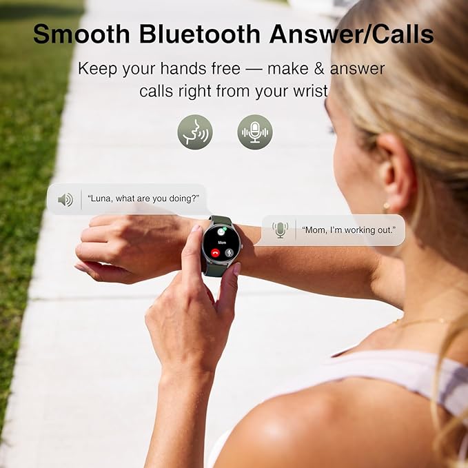 Fitpolo Smart Watch for Women Android iPhone, 1.27'' HD Fitness Tracker with Bluetooth Call & Answer, IP68 Waterproof, Heart Rate/SpO2/Sleep Monitor, Built-in AI Voice, 105+ Sports Modes (Green)