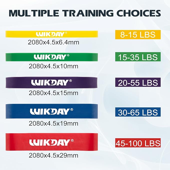 WIKDAY Resistance Bands for Working Out, Exercise Bands, Workout Bands, Pull Up Assistance Bands for Body Stretching Training Physical Therapy Muscle Training for Men & Women
