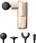 MYTREX Mini Massage Gun, Portable Deep Tissue Percussion Massager with 4 Heads, Ultra-Quiet Lightweight 205g for Neck & Back, Home, Office & Travel (Gold)