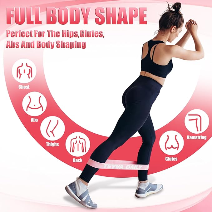 12 Pcs Fabric Resistance Bands for Working Out Booty Exercise Bands Bulk for Leg Butt Hip Thigh Pink Elastic Non Slip Resistance Loop for Yoga Pilates Gym Studio