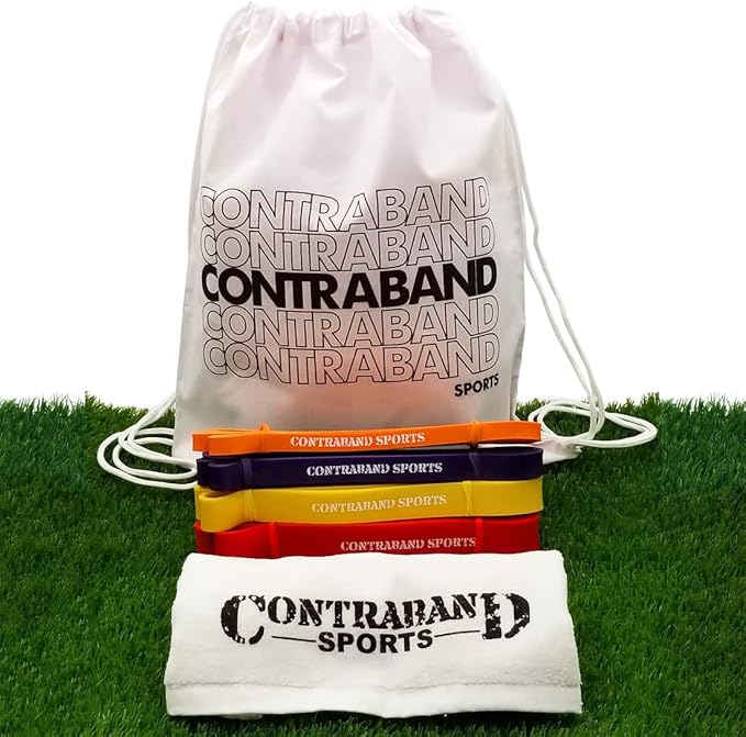 Contraband Sports 7419 41in Loop Elastic Resistance Bands, Weight Lifting Bands, Powerlifting Bands, Pullup Assistance Bands, and Yoga Stretch Bands - Perfect for Gym, Home, or Travel