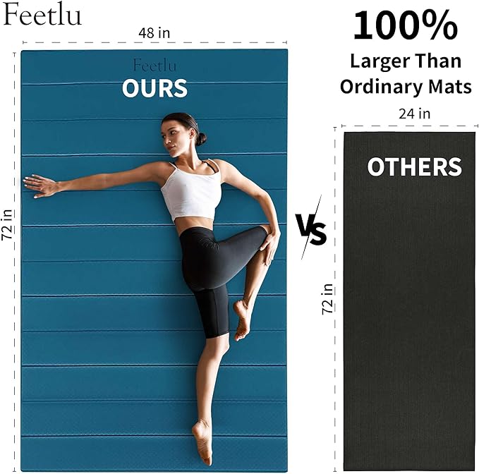 Foldable Wide & Large Yoga Mat – Cushioned, Compact & Easy to Store | 6mm & 8mm Thick | For Home, Gym, Travel, Yoga, Pilates & Floor Exercises