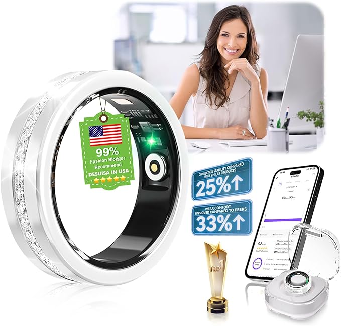 10 Gen Diamond Smart Ring and Wireless Charging Case【Industry Ranking No.1 – 0 Measurement Error】 2026 Smart Ring for Women & Men for Sleep Tracking Wearable Device,Fitness Ring【Slive 10#】