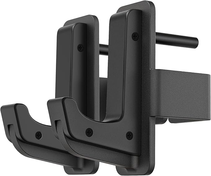 SELEWARE Solid Steel J Hooks for 2" x 2" or 3" x 3" Tube Power Cage with 1" 1/2" or 5/8" Hole Squat Rack Attachment, J-Hook Barbell Holder for Power Rack, Set of 2