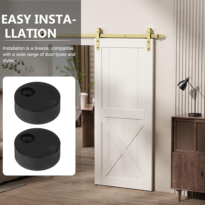Luxshiny 4pcs Carbon Steel Barn Door Stopper Anti-tip Disk Block Metal Sliding Door Hardware Kit Anti-Jump Pad for Commercial Track