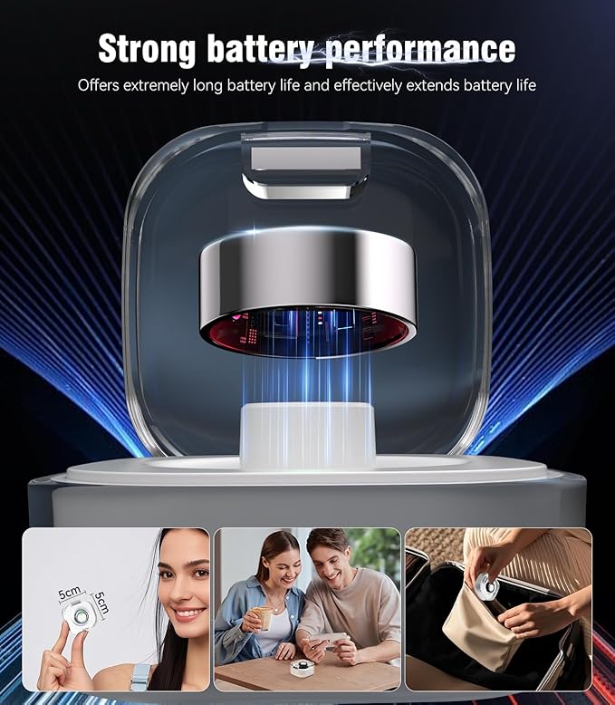 8.0 Smart Ring and Charging Case【Industry First – 0 Measurement Error】【IP68 Waterproof】 2025 Smart Ring for Women & Men for Sleep Tracking Wearable Device,Fitness Ring Silver 10#