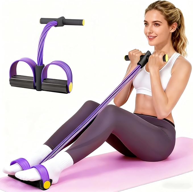 Pedal Resistance Bands with Handles, Upgrade 6-Tubes Manual Tension Training Pedal, Natural Rubber Foot Pedal Resistance Bands, Multifunction Fitness Bands for Abdomen, Waist, Arm, Leg