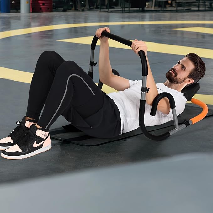 GYMAX Ab Crunch Trainer, Portable Ab Workout Equipment with Padded Headrest for Core Muscle Strength, Abdominal Exercise Machine for Suit Up Trainer for Home Gym Fitness
