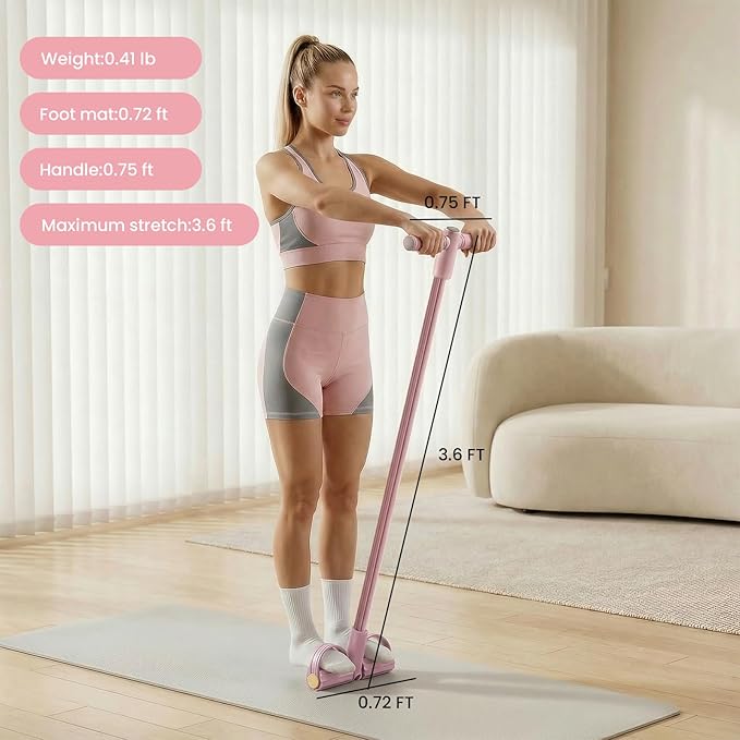 Upgraded 8-Tube Multifunction Foot Pedal Resistance Band, Enhanced Tension Sit Up Pull Rope, Abdominal Trainer for Home Gym, Full Body Workout for Core Leg Arm Waist Strength Training, use Barefoot