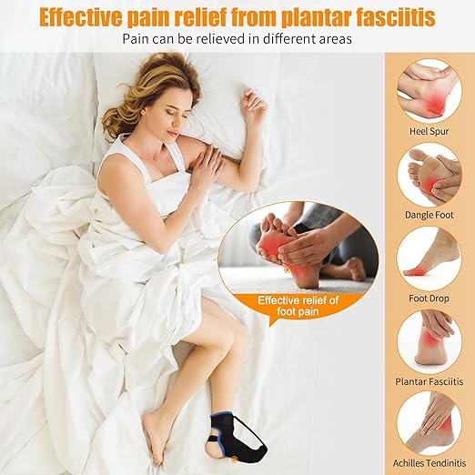 Plantar Fasciitis Night Splint Sock with Hand-Held Massage Tool Upgraded Soft Comfortable Plantar Fasciitis Brace for Women Men for Achilles Tendonitis Foot Drop Heel Spur Pain Relief Black-Blue (Small)