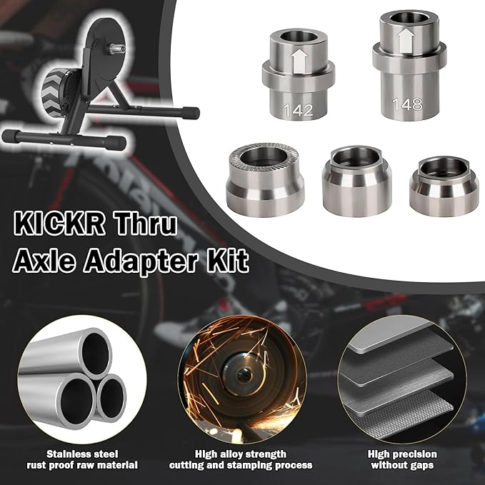 KICKR Thru Axle Adapter Kit Compatible with Wahoo KICKR CORE and KICKR V4 and Newer Models KICKR Thru Axle Kit, Stainless Steel Kit for Enhanced Durability
