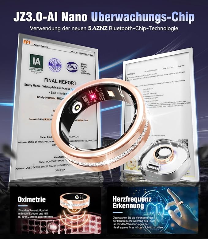 10 Gen Diamond Smart Ring and Wireless Charging Case【Industry Ranking No.1 – 0 Measurement Error】 2026 Smart Ring for Women & Men for Sleep Tracking Wearable Device,Fitness Ring【Gold 10#】