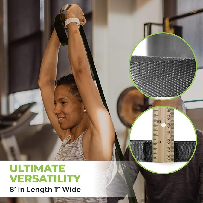 Gradient Fitness Stretching Strap for Physical Therapy, 12 Multi-Loop Stretch Strap 1" W x 8' L, Neoprene Handles, Physical Therapy Equipment, Yoga Straps for Stretching, Leg Stretcher.