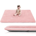 Huloo Sleep Baby Play Mat for Floor,1.3" Thick Elasti-Foam 50"×50" Playpen Mat for Tummy Time,Water Repellent Soft Coral Velvet for Toddler,Infant,Kids,Non-Slip Backing Safe for Crawling(Pink)