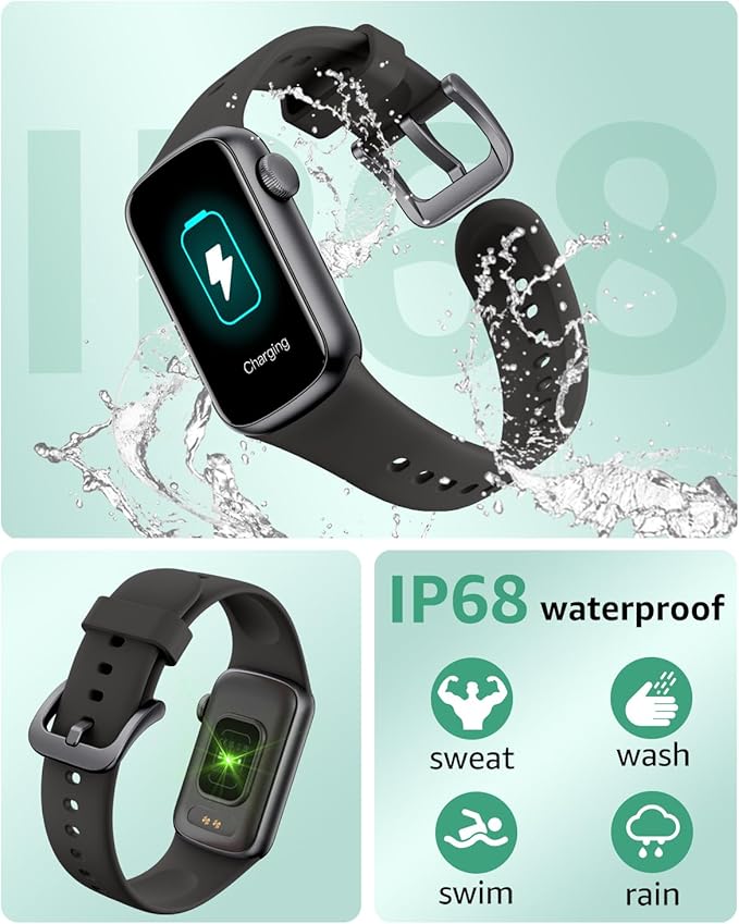 Fitness Tracker with Step Counter/Calories/Stopwatch, Activity Health Tracker with Blood Pressure Heart Rate Monitor, Sleep Tracker, 137+ Sport Modes, Pedometer SmartWatch, Gift for Women Men Black