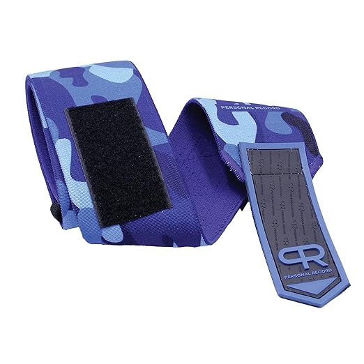 PR Personal Record Elbow Wraps for Weightlifting - Heavy Duty Construction, 25% More Elasticity, Reinforced Stitching, Extra Wide Fastener, Easy to Adjust, (Blue Camo)