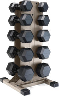 CAP Barbell Rubber Coated Hex Dumbbell Set with Vertical Rack | 100-300 lbs Free Weights Dumbbells Set for Home Gym | Multiple Options