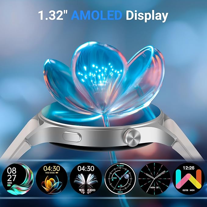 Fitpolo Smart Watch for Men Women,1.3" AMOLED Touchscreen Fitness Tracker, Make/Answer Calls, Heart Rate SpO2 Monitor, IP68 Waterproof, Sleep & Activity Tracking Smartwatch for Android Phones iPhone