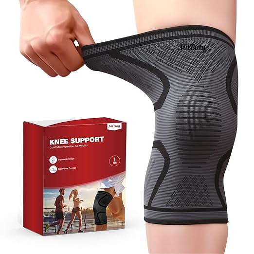 Compression Knee Brace for Women & Men, 2-Pack Knee Sleeve for Running, Basketball & Hiking, Compression Sleeve for Gym, Sports & Workout – Knee Support for Daily Activities (L: 19–22")