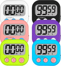 Lasubst Digital Kitchen Timers for Cooking, Magnetic Classroom Timers for Teachers Kids, Back to School Supplies Bulk (6 Pack, Black White Pink Purple Blue Green)
